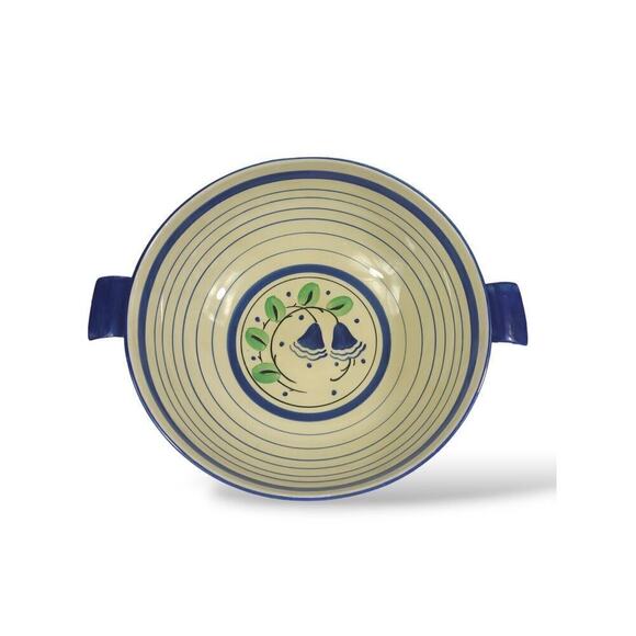 Myott Son & Co England Vegetable Serving Dish VTG 10" Blue Flower Stripes Rare - Picture 1 of 10